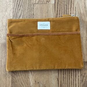 Sezane Mustard Velvet Toiletry Bag